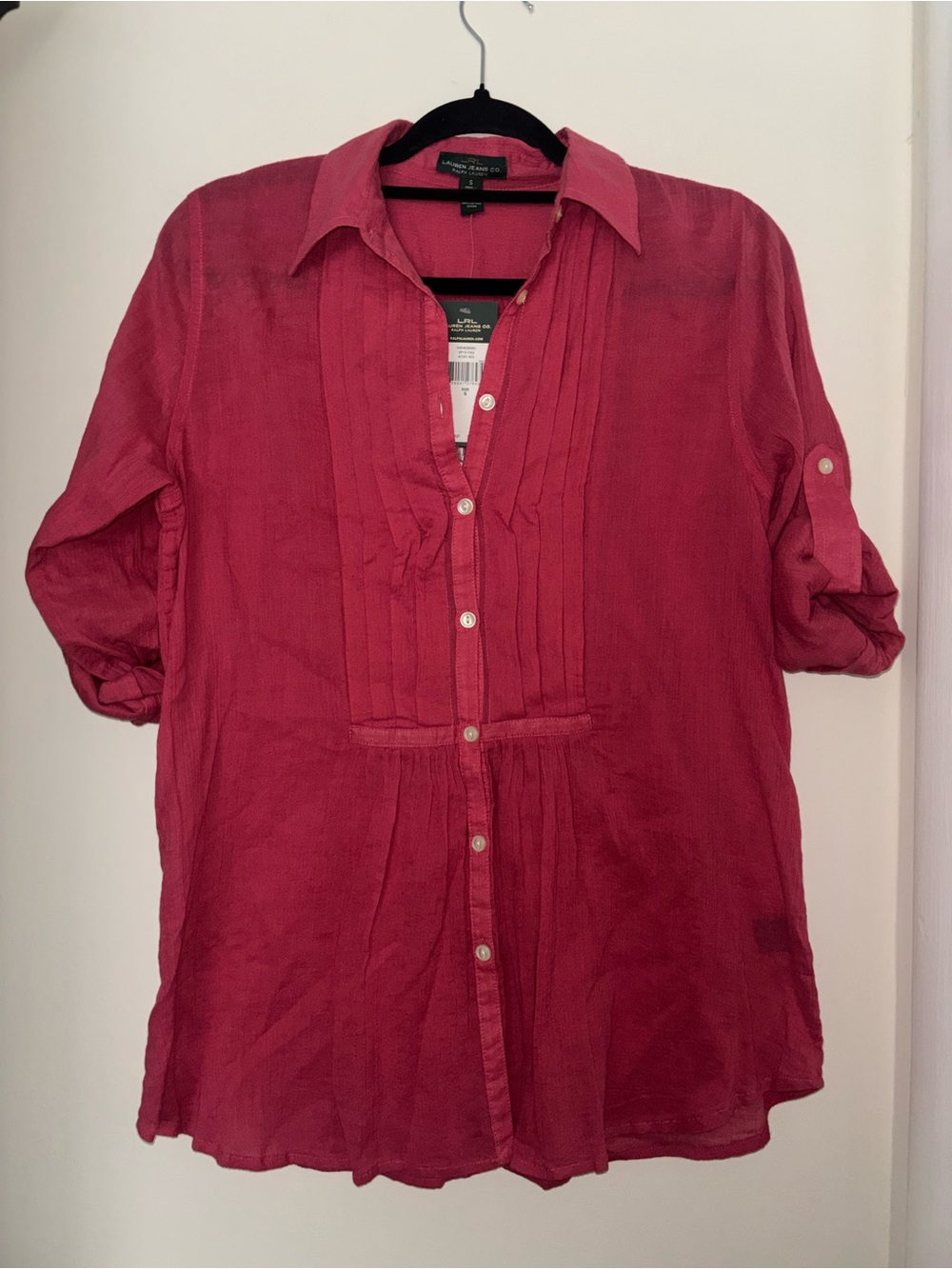 Ralph Lauren Pink Button-Down Tunic Shirt